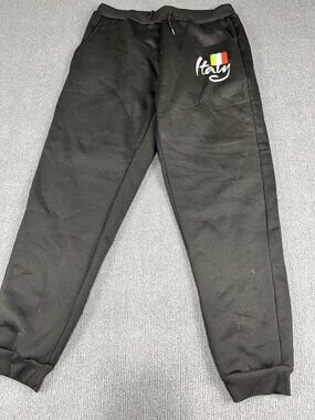 Italy Black Joggers Sweatpants XXL Elastic Waistband Mens